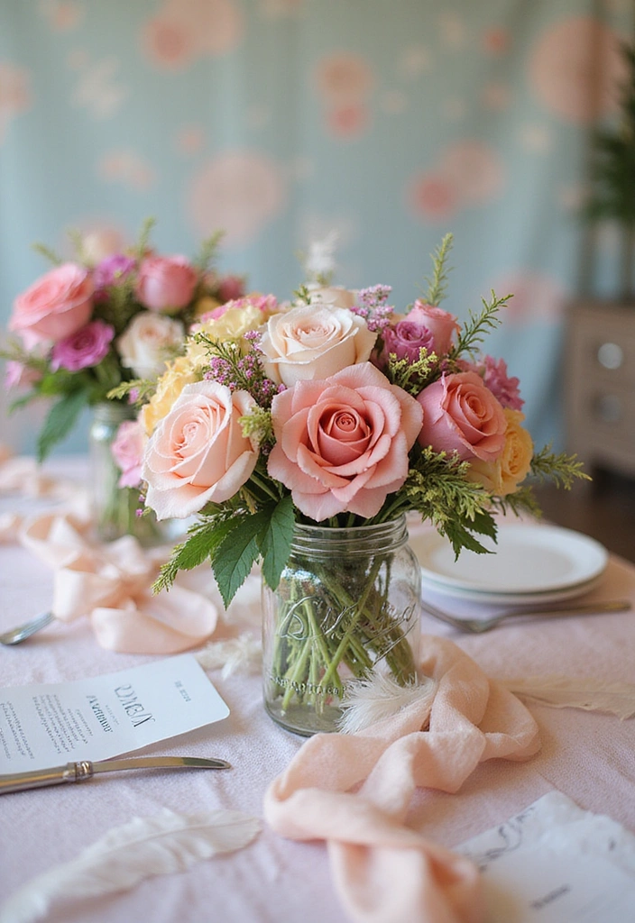 22 Whimsical Mason Jar Wedding Centerpieces That'll Add Charm to Your Reception! - 6. Fairy Tale Florals