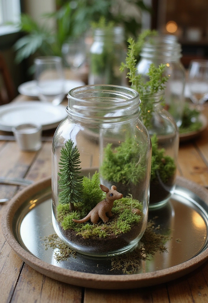 22 Whimsical Mason Jar Wedding Centerpieces That'll Add Charm to Your Reception! - 5. Themed Glass Terrariums