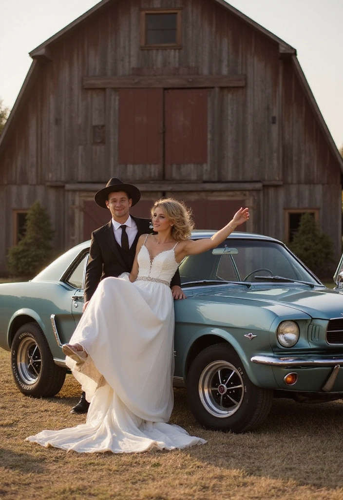 20 Unique Wedding Photoshoot Ideas That'll Make Your Big Day Unforgettable! (You Won't Believe #5!) - 2. Vintage Car Adventure