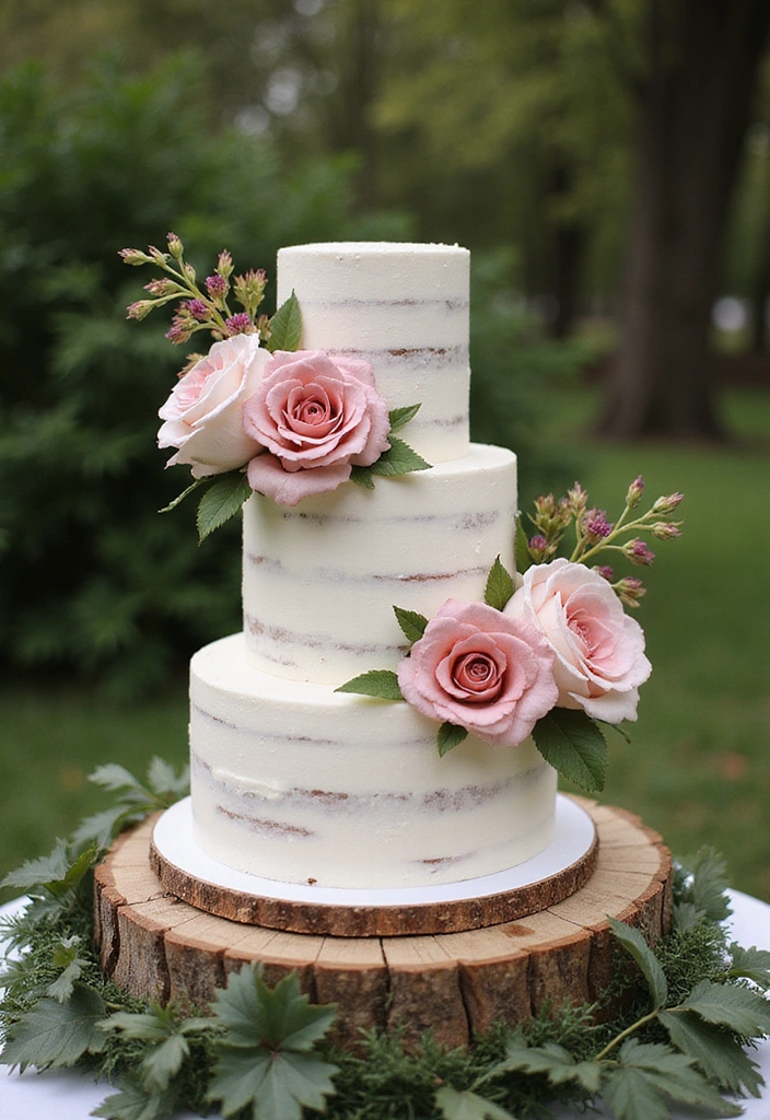21 Enchanting Country Garden Wedding Ideas That Will Leave You Breathless! - 15. Floral Cake Accent
