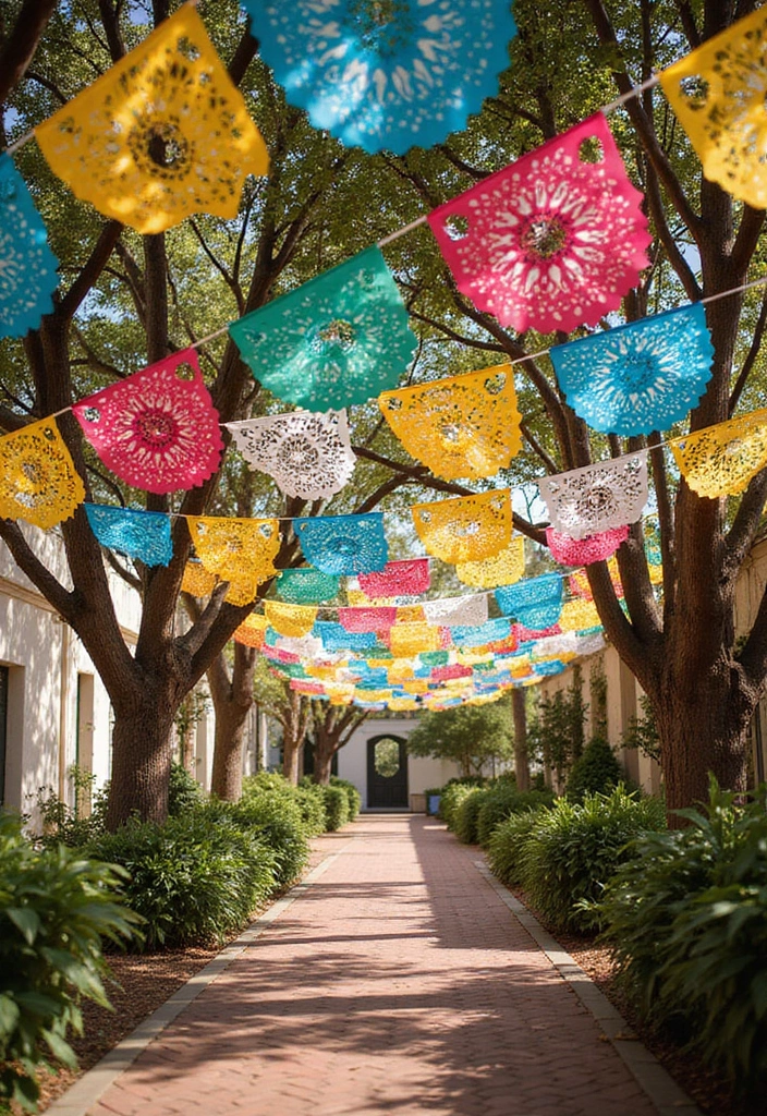 21 Stunning Mexican Wedding Theme Ideas That Will Make Your Ceremony Unforgettable! - 1. Colorful Papel Picado Banners