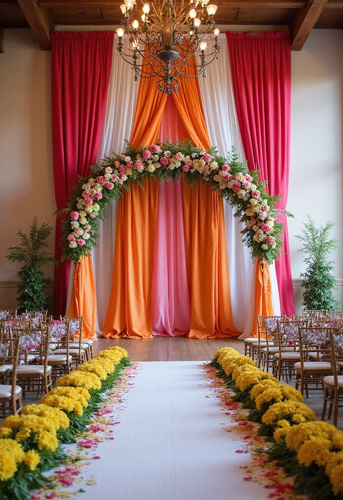 21 Stunning Mexican Wedding Theme Ideas That Will Make Your Ceremony Unforgettable! - 10. Eye-Catching Ceremony Backdrop