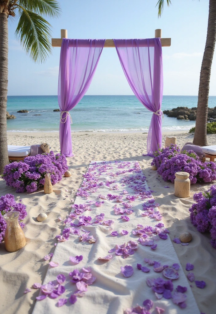 21 Stunning Purple Wedding Styles That Will Leave You Breathless (You Won't Believe #11!) - 20. Beachy Purple Wedding Bliss