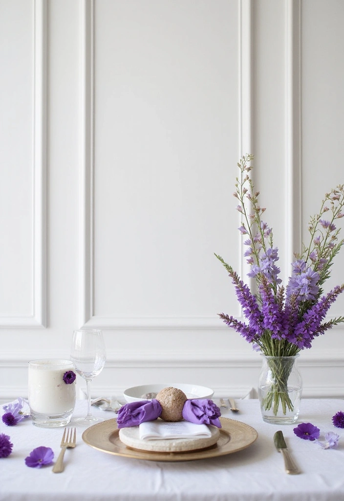21 Stunning Purple Wedding Styles That Will Leave You Breathless (You Won't Believe #11!) - 13. Minimalist Chic with Purple Accents