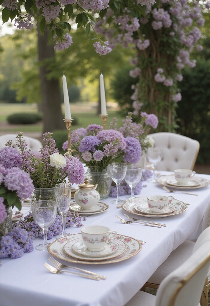 21 Stunning Purple Wedding Styles That Will Leave You Breathless (You Won't Believe #11!) - 21. Vintage Tea Party with Purple Themes