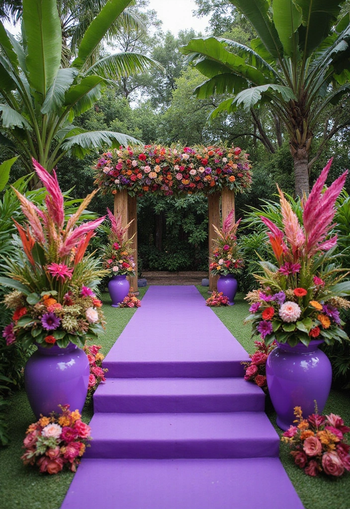 21 Stunning Purple Wedding Styles That Will Leave You Breathless (You Won't Believe #11!) - 8. Tropical Paradise with Purple Tones