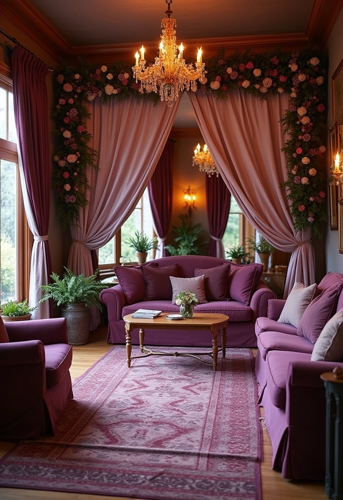 21 Stunning Purple Wedding Styles That Will Leave You Breathless (You Won't Believe #11!) - 10. Cozy Indoor Concept with Purple Decor