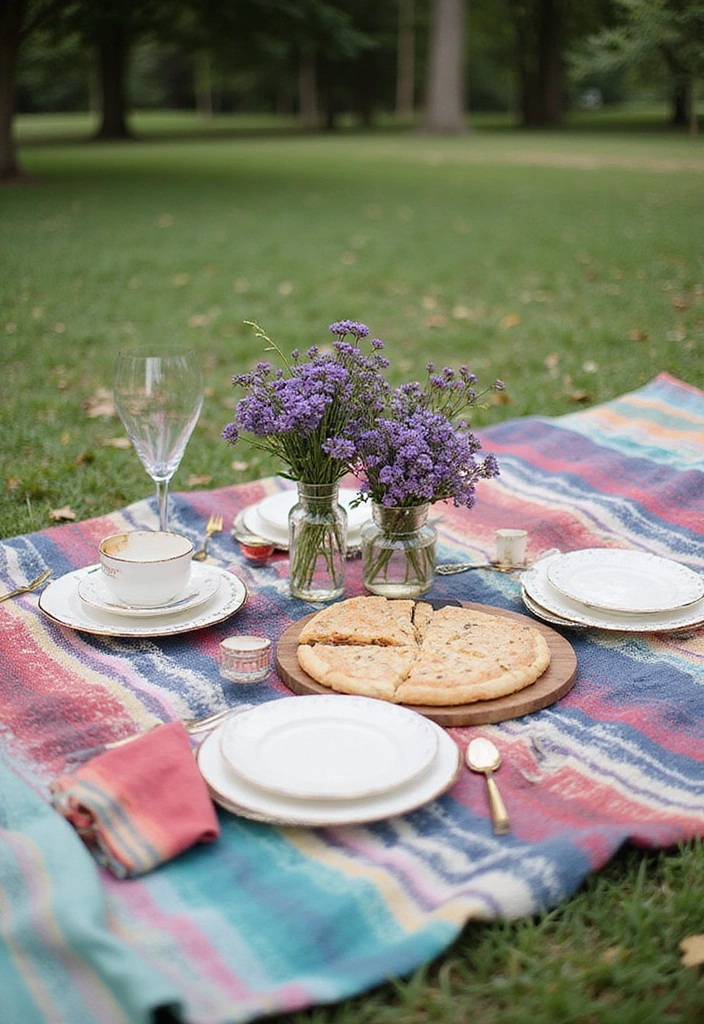 21 Stunning Purple Wedding Styles That Will Leave You Breathless (You Won't Believe #11!) - 19. Casual Outdoor Picnic with Purple Touches