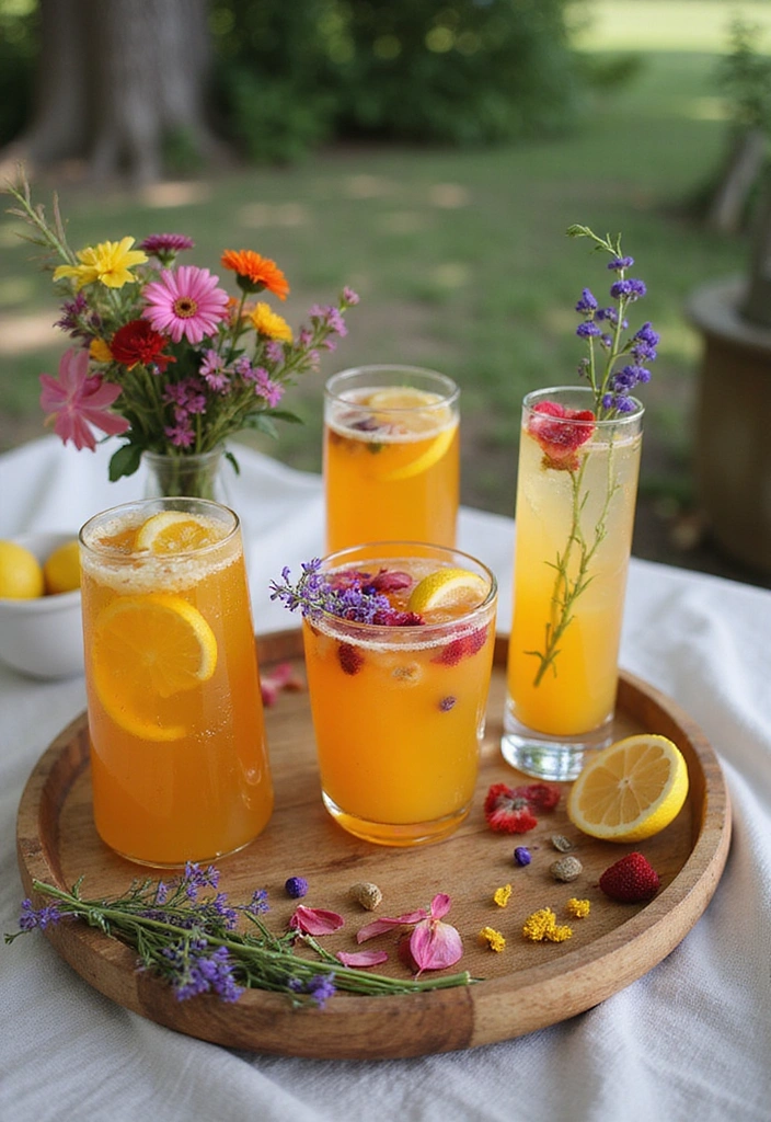 21 Wildflower Wedding Inspirations That'll Make Your Heart Skip a Beat! - 8. Refreshing Drink Stations