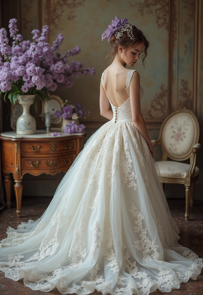 21 Stunning Purple Wedding Styles That Will Leave You Breathless (You Won't Believe #11!) - 6. Vintage Glam with Shades of Purple